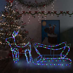 Shumee Božični jelen in sani zunanja dekoracija 252 LED lučk