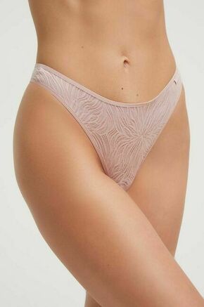 Tangice Calvin Klein Underwear bela barva - roza. Tangice iz kolekcije Calvin Klein Underwear. Model izdelan iz čipkastega materiala.