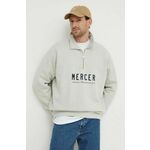 Bombažen pulover Mercer Amsterdam siva barva - siva. Pulover iz kolekcije Mercer Amsterdam, izdelan iz elastične pletenine. Model z mehko oblazinjeno notranjostjo zagotavlja mehkobo in povečuje udobje.