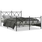 VIDAXL Kovinski posteljni okvir z vzglavjem in vznožjem črn 137x190 cm