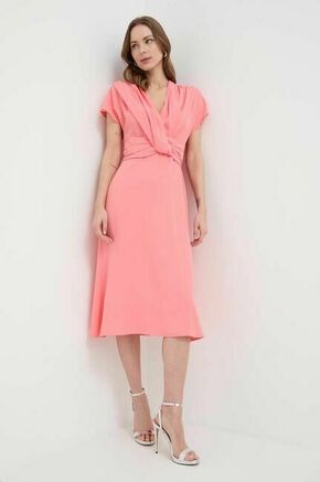 Obleka BOSS vijolična barva - roza. Lahkotna obleka iz kolekcije BOSS. Model izdelan iz enobarvne tkanine. Model iz zračne tkanine z visoko vsebnostjo viskoze.