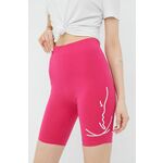 Kratke hlače Karl Kani ženske, roza barva - roza. Kratke hlače iz kolekcije Karl Kani. Model izdelan iz tanke, elastične pletenine.