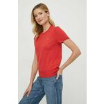 Kratka majica Polo Ralph Lauren ženski, rdeča barva - rdeča. Kratka majica iz kolekcije Polo Ralph Lauren. Model izdelan iz elastične pletenine.