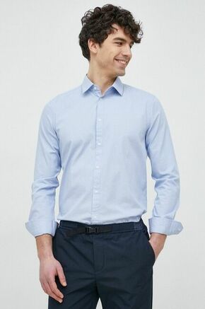 Bombažna srajca Sisley moška - modra. Srajca iz kolekcije Sisley. Model izdelan iz enobarvne tkanine. Ima klasičen