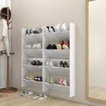 vidaXL Stenske omare za čevlje 4 kosi visok sijaj bele 60x18x60 cm