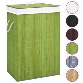VidaXL Košara za perilo iz bambusa 2-delna zelena 72 L