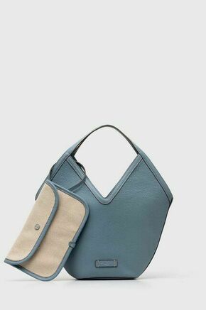 Usnjena torbica Gianni Chiarini - modra. Srednje velika torbica iz kolekcije Gianni Chiarini. Model brez zapenjanja