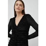 Obleka Y.A.S Burna črna barva - črna. Lahkotna obleka iz kolekcije Y.A.S. Oprijet model, izdelan iz tanke, elastične pletenine.
