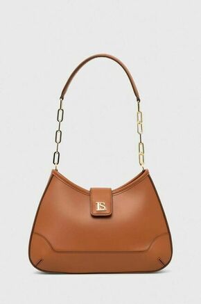 Usnjena torbica Luisa Spagnoli rjava barva - rjava. Majhna torbica iz kolekcije Luisa Spagnoli. Model na zapenjanje
