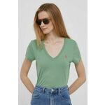 Bombažna kratka majica Polo Ralph Lauren zelena barva - zelena. Kratka majica iz kolekcije Polo Ralph Lauren. Model izdelan iz rahlo elastične pletenine.