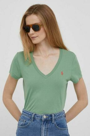 Bombažna kratka majica Polo Ralph Lauren zelena barva - zelena. Kratka majica iz kolekcije Polo Ralph Lauren. Model izdelan iz rahlo elastične pletenine.