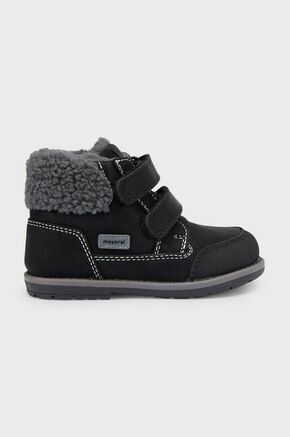 Otroški zimski škornji Mayoral črna barva - črna. Zimski čevlji iz kolekcije Mayoral. Podloženi model izdelan iz kombinacije ekološkega usnja in tekstilnega materiala.