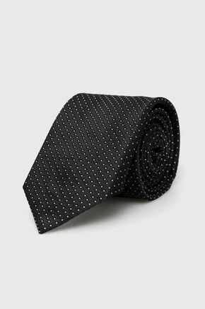 Svilena kravata BOSS črna barva - črna. Kravata iz kolekcije BOSS. Model izdelan iz vzorčaste
