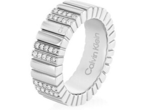 Calvin Klein Modni jekleni prstan s kristali Minimalistična kovina 35000440 (Obseg 54 mm)
