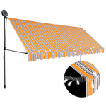 shumee Ročno zložljiva tenda z LED lučmi 400 cm rumena in modra