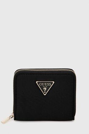 Guess denarnica - črna. Majhna denarnica iz kolekcije Guess. Model izdelan iz tekstilnega materiala.