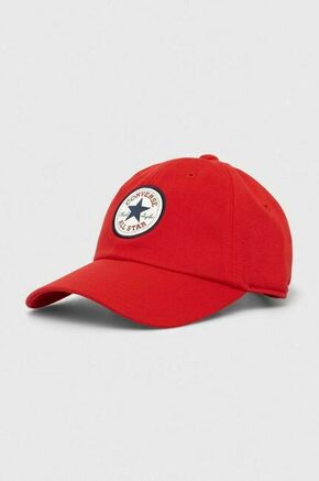 Kapa s šiltom Converse rdeča barva - rdeča. Kapa s šiltom vrste baseball iz kolekcije Converse. Model izdelan iz materiala z nalepko.