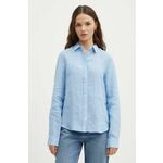 Lanena srajca Gant 4300277 - modra. Srajca iz kolekcije Gant, izdelana iz enobarvne tkanine. Model iz zračnega lanenega materiala.