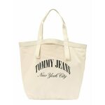 Torbica Tommy Jeans bež barva, AW0AW15953 - bež. Velika nakupovalna torbica iz kolekcije Tommy Jeans. Model brez zapenjanja, izdelan iz tekstilnega materiala.