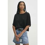 Majica Answear Lab ženska, črna barva - črna. Bluza iz kolekcije Answear Lab, izdelana iz lahkega in prijetnega materiala, namenjenega toplejšim letnim časom. Model iz satenaste tkanine, ki je odporna na gubanje.