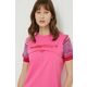 Kratka majica Desigual ženski, roza barva - roza. Kratka majica iz kolekcije Desigual, izdelana iz tanke, elastične pletenine. Model iz izjemno udobne tkanine z visoko vsebnostjo bombaža.