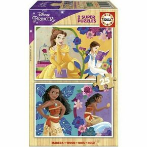 Komplet 2 puzzle sestavljank princesses disney bella + vaiana 25 kosi