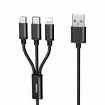 REMAX Gition 3in1 kabel USB - Micro USB / Lightning / USB-C 2.8A 1.15m, črna