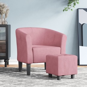 VidaXL Fotelj s stolčkom za noge roza žamet