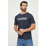 Bombažna kratka majica HUGO moški, mornarsko modra barva - mornarsko modra. Lahkotna kratka majica iz kolekcije HUGO, izdelana iz visokokakovostne pletenine, ki je bila izdelana na trajnostni način. Model iz izjemno udobne bombažne tkanine.