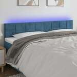 shumee LED posteljno vzglavje temno modro 160x5x78/88 cm žamet