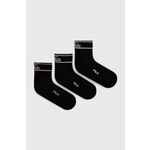 Nogavice Fila 3-pack ženske, črna barva, F6941 - črna. Visoke nogavice iz kolekcije Fila. Model izdelan iz elastičnega, vzorčastega materiala. V kompletu so trije pari.