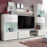 vidaXL 5-Delni komplet pohištva TV enota in LED osvetlitev bele barve