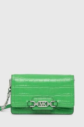 Usnjena večerna torbica MICHAEL Michael Kors zelena barva - zelena. Majhna večerna torbica iz kolekcije MICHAEL Michael Kors. na zapenjanje