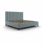 Svetlo modra oblazinjena zakonska postelja s prostorom za shranjevanje z letvenim dnom 160x200 cm Casey – Mazzini Beds