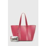 Torbica Juicy Couture roza barva, BEJJM2534WVP - roza. Velika torbica iz kolekcije Juicy Couture. Model na zapenjanje, izdelan iz ekološkega usnja. Model je opremljen s torbico.