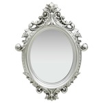 vidaXL Stensko ogledalo v grajskem stilu 56x76 cm srebrno