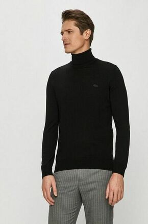 Lacoste pulover - črna. Pulover iz kolekcije Lacoste. Model s puli ovratnikom