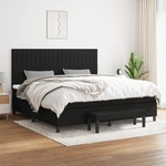 Box spring postelja z vzmetnico črn 200x200 cm blago - vidaXL - črna - 97,28 - 200 x 200 cm - vidaXL