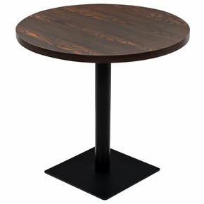Greatstore Bistro miza mediapan in jeklo okrogla 80x75 cm temna jesenovina