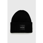 Bombažna kapa Calvin Klein črna barva, - črna. Kapa iz kolekcije Calvin Klein. Model izdelan iz pletenine z nalepko.