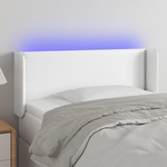 shumee LED posteljno vzglavje belo 93x16x78/88 cm umetno usnje
