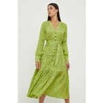 Obleka Pinko zelena barva - zelena. Obleka iz kolekcije Pinko. Model izdelan iz vzorčaste tkanine. Poliester zagotavlja večjo odpornost na gubanje.