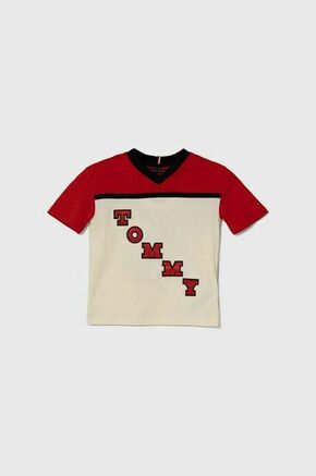 Otroška bombažna kratka majica Tommy Hilfiger rdeča barva - rdeča. Otroške kratka majica iz kolekcije Tommy Hilfiger