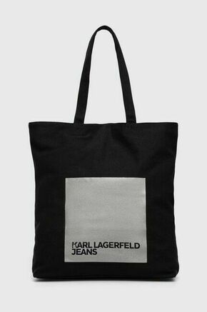 Bombažna torba Karl Lagerfeld Jeans črna barva - črna. Torba iz kolekcje Karl Lagerfeld Jeans. Brez zapenjanja model narejen iz tekstilnega materiala.