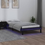 vidaXL LED posteljni okvir črn 90x190 cm 3FT trden les