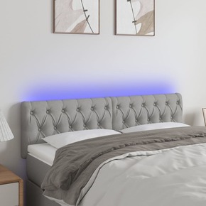 Greatstore LED posteljno vzglavje svetlo sivo 160x7x78/88 cm blago