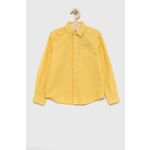 Otroška bombažna srajca Guess rumena barva - rumena. Otroška srajca iz kolekcije Guess. Model izdelan iz tanke, rahlo elastične tkanine.