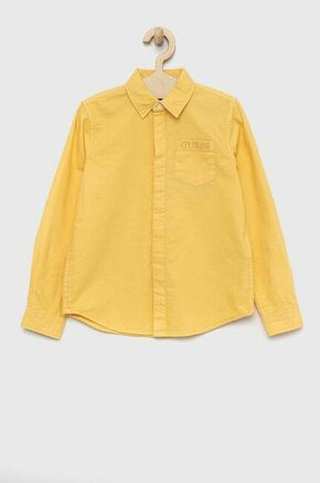 Otroška bombažna srajca Guess rumena barva - rumena. Otroška srajca iz kolekcije Guess. Model izdelan iz tanke