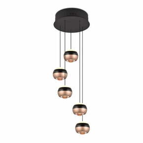 Črna/bakrena LED viseča svetilka s kovinskim senčnikom ø 30 cm Orbit – Trio Select