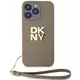Ovitek DKNY PU Leather Stack Logo Wrist Strap Case for iPhone 14 Pro Max Beige (DKHCP14XPBSWSE)